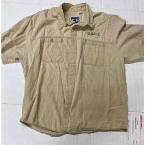 Bear Back Buckmaster Button Down Men's Medium Tan‎ Short Sleeve Shirt A18